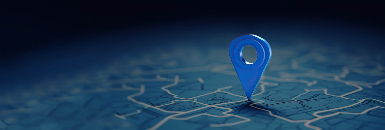 Blue pinpoint drop on Map Faded from Black